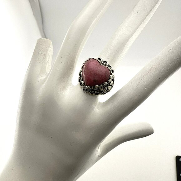 Carolyn Pollack Heart Ring Pink Rhodonite Te Amo Size 6 Sterling Silver 925 - Picture 12 of 12
